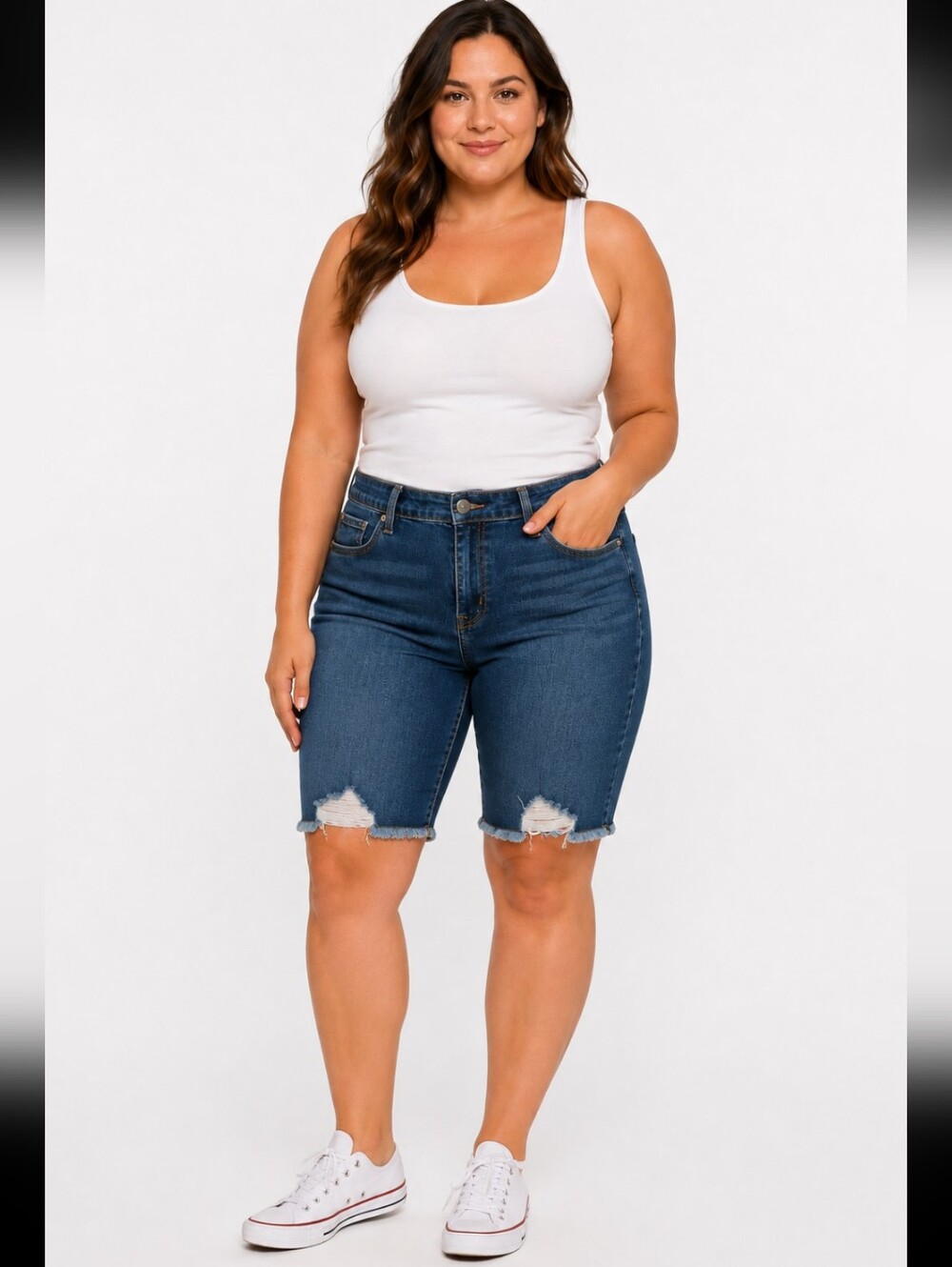 TORRID - SIZE - 14 - DISTRESSED STRETCH DENIM SHORTS